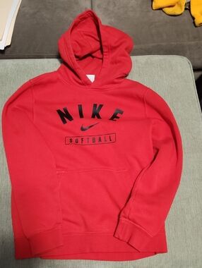 Nike Red Crewneck Hoodie with Black Logo